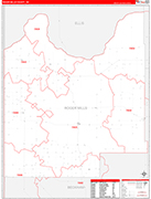 Roger Mills County Wall Map Red Line Style